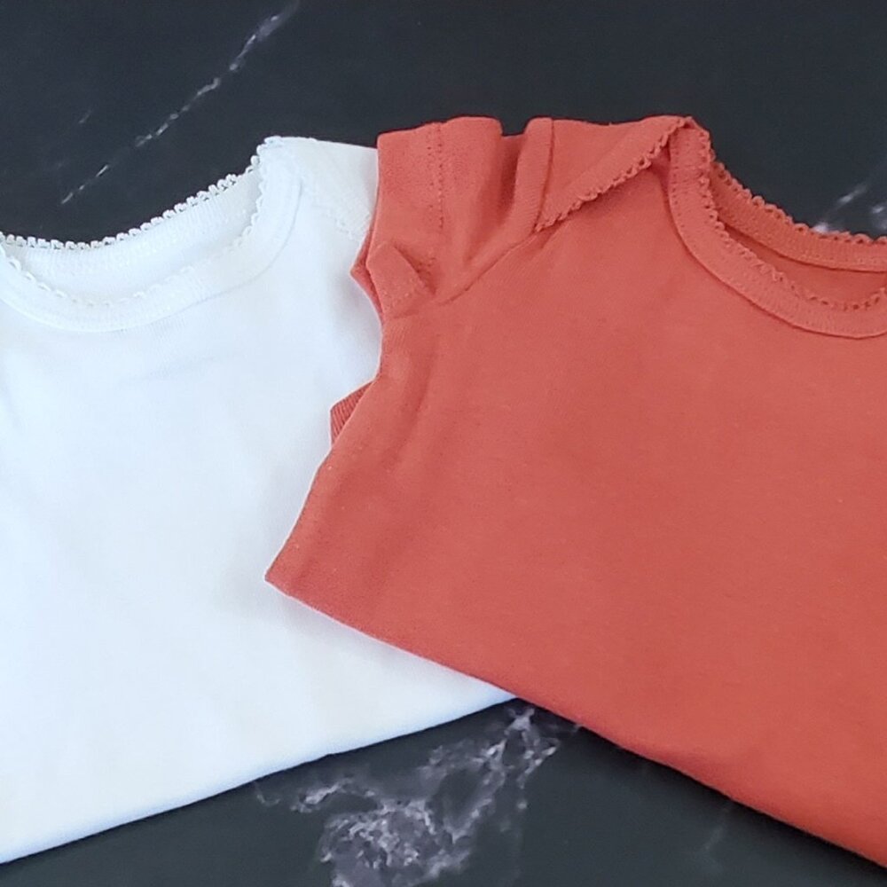 Mac & Moon Infant Bodysuits  White & Burnt Orange NWT  Size 3 Mos Unisex